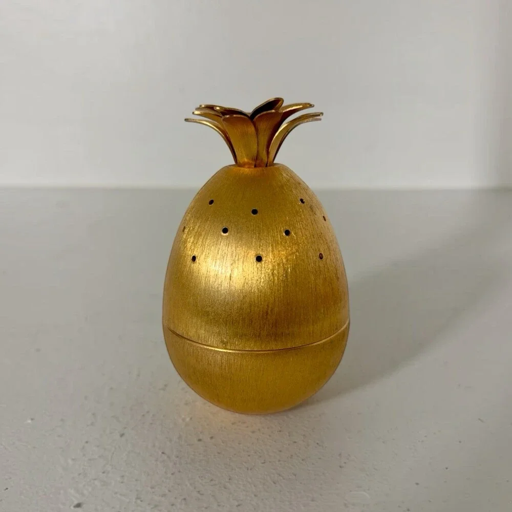 Vintage Napier Brushed Gold Pineapple Toothpick Holder Appetizer Hors d’Oeuvres